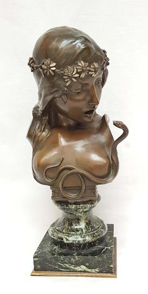 Bronzen Art Nouveau Buste " Cleopatra " - De Rudder., Antiek en Kunst, Ophalen of Verzenden, Brons, 20 - 50 cm, Gemerkt