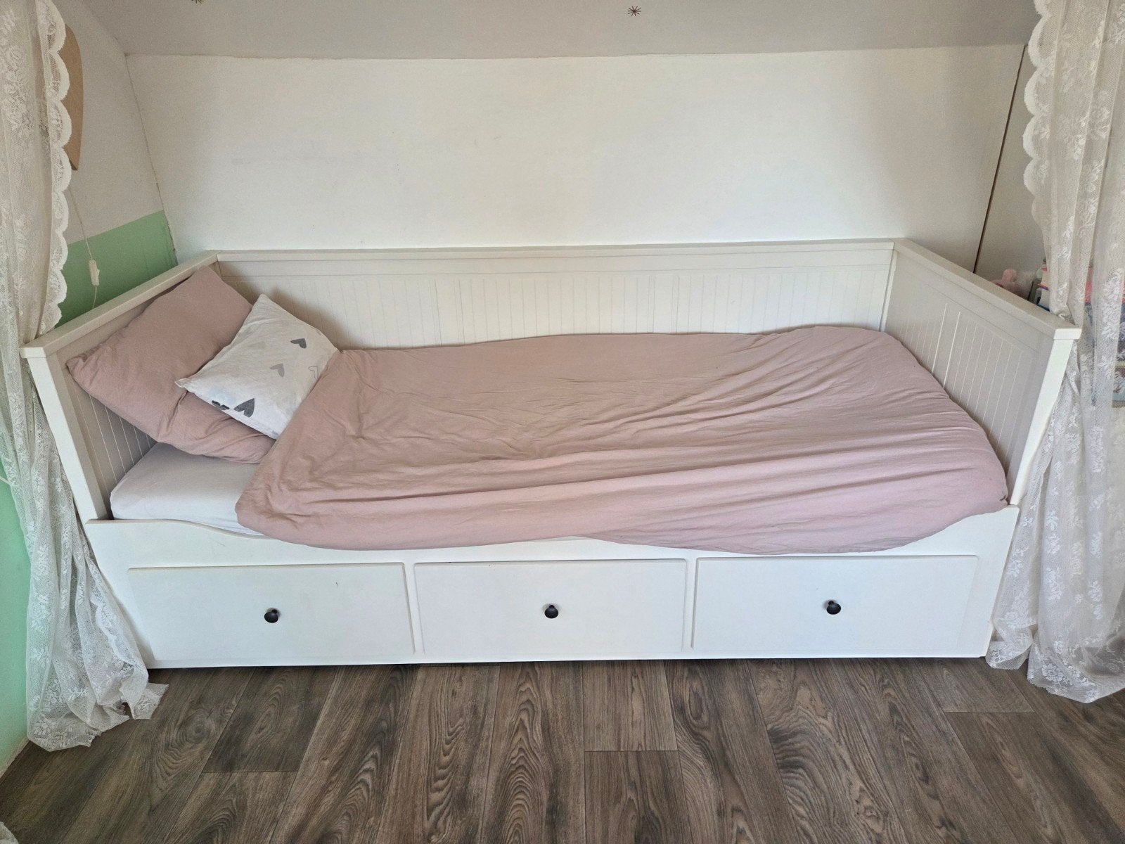 IKEA Hemnes slaapbank met 3 lades wit, Ophalen, 85 tot 100 cm, Gebruikt, Matras