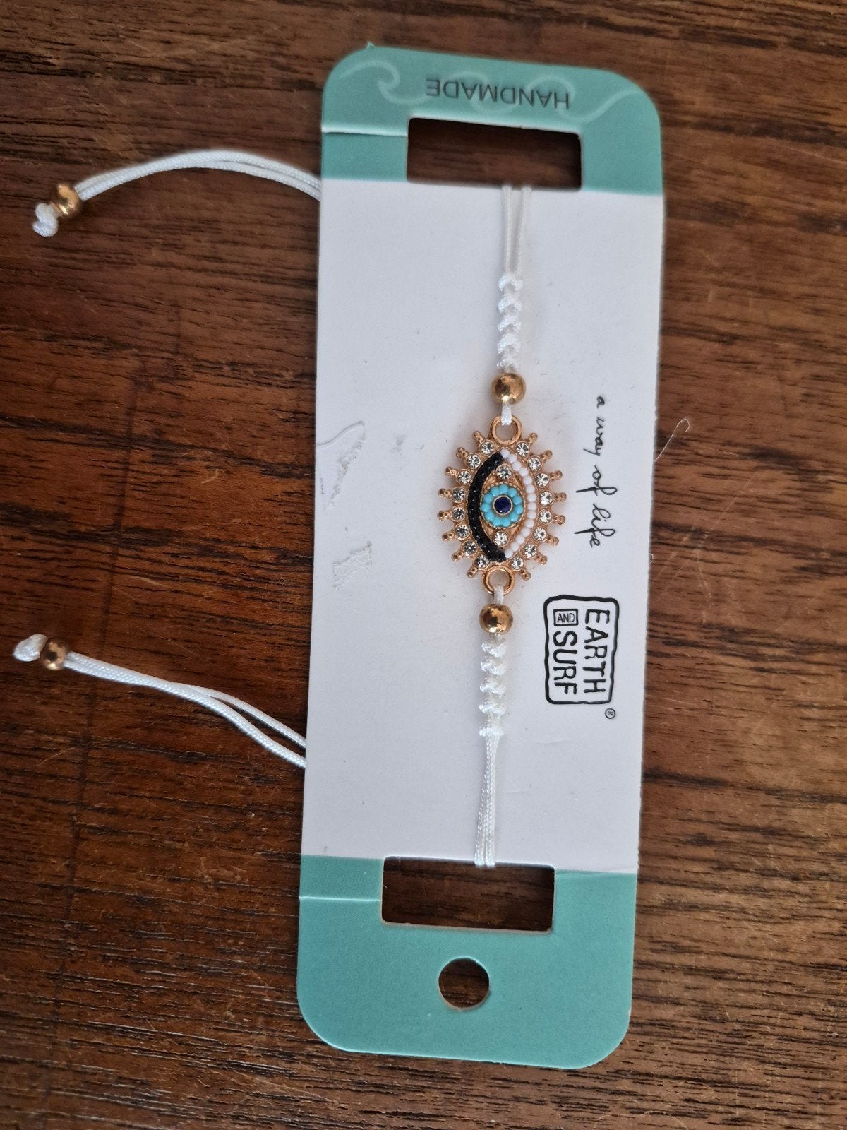 Handgemaakte armband met boze oog bedel, Overige materialen, Wit, Nieuw, Ophalen of Verzenden