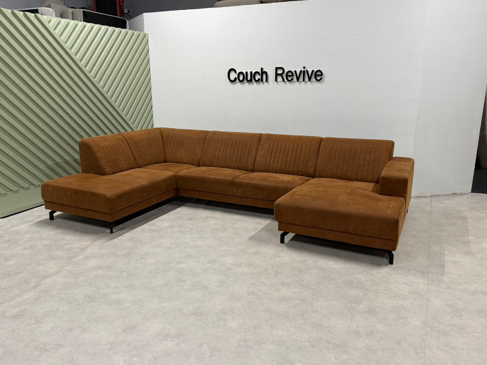 Cognac u-bank 345-200 | Refurbished Gratis levering, Huis en Inrichting, Banken | Bankstellen, -, Verzenden, -, 75 tot 100 cm