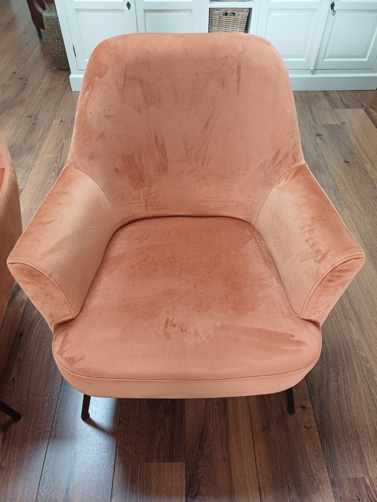 2 Oranje fauteuils - Zo Goed als Nieuw, Huis en Inrichting, Fauteuils, Ophalen, 75 tot 100 cm, Zo goed als nieuw, Stof