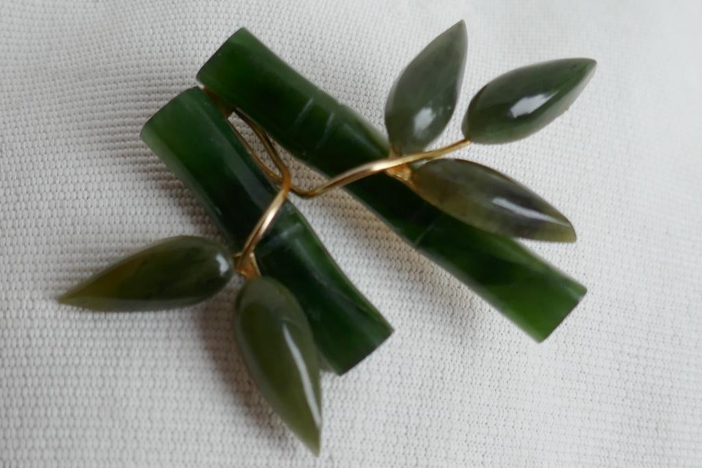 Groene Jade Broche, Overige materialen, 4 tot 7 cm, Verzenden, Zo goed als nieuw