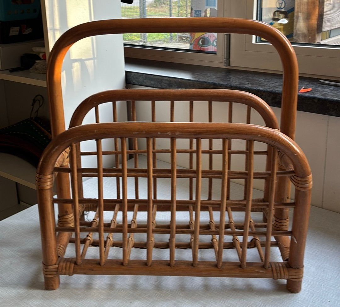 Vintage Krantenbak bamboe, Ophalen, -, -, Zo goed als nieuw
