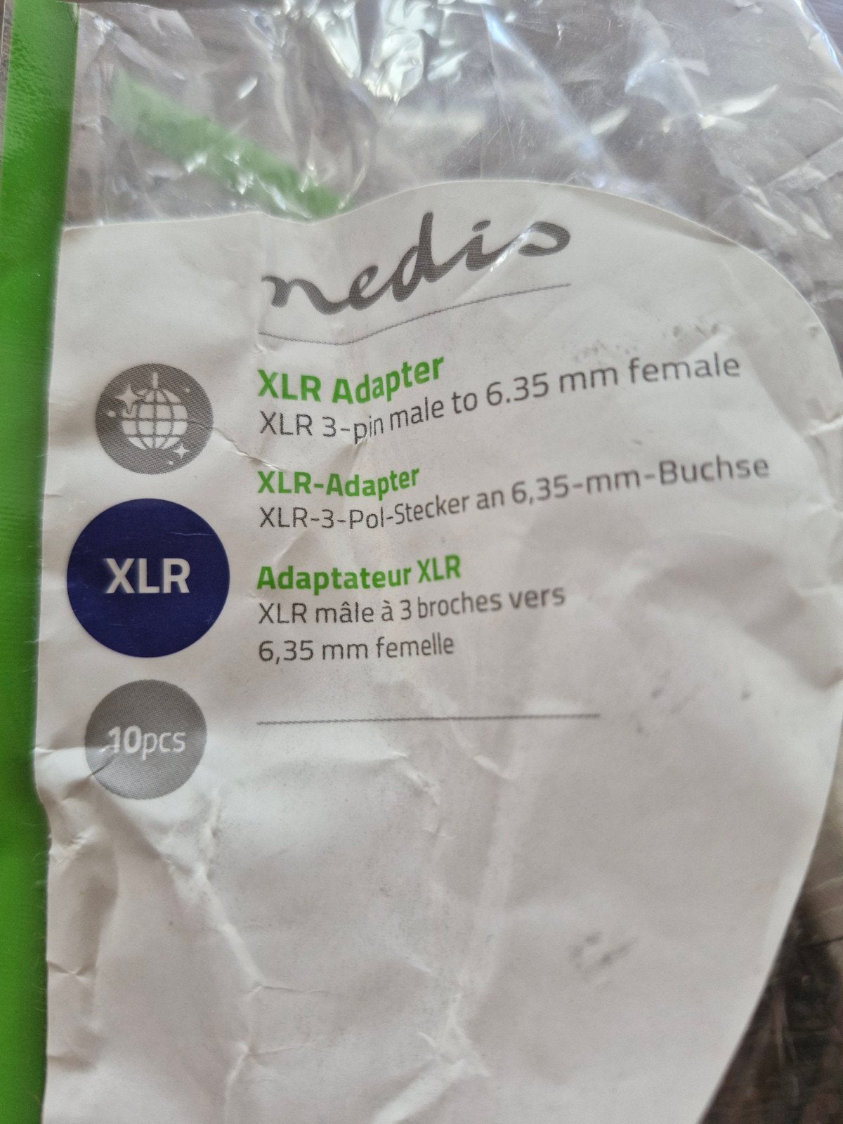 Nedis XLR Adapter: XLR 3-pin male naar 6.35 mm female, Ophalen of Verzenden, Nieuw, Minder dan 2 meter, Overige kabels