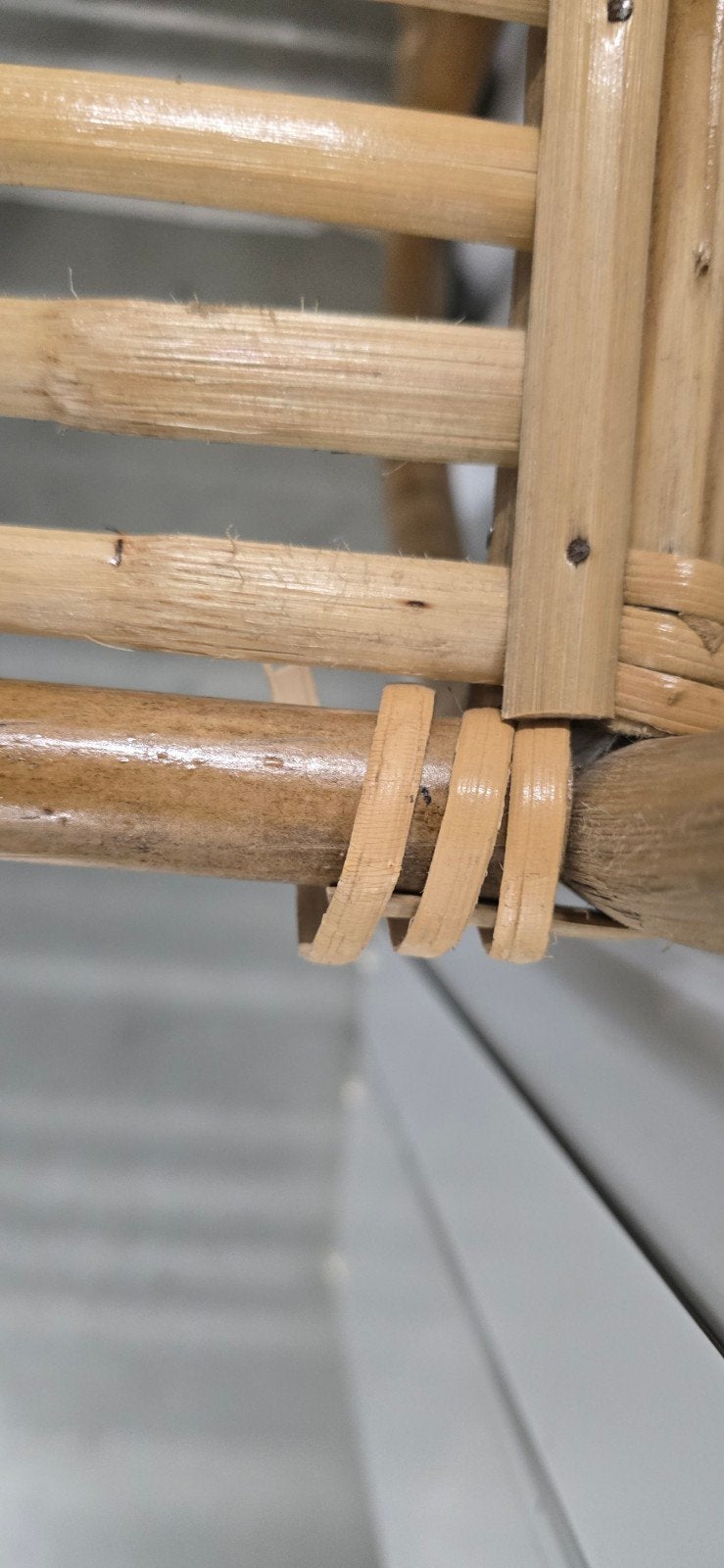 Vintage Bamboe Wandrek - Rond met Planken, Ophalen, Nieuw