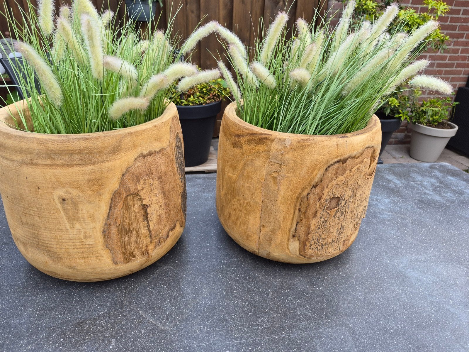 Bloempotten hout, Tuin en Terras, Bloempotten, Minder dan 40 cm, Minder dan 25 cm, Rond, Ophalen