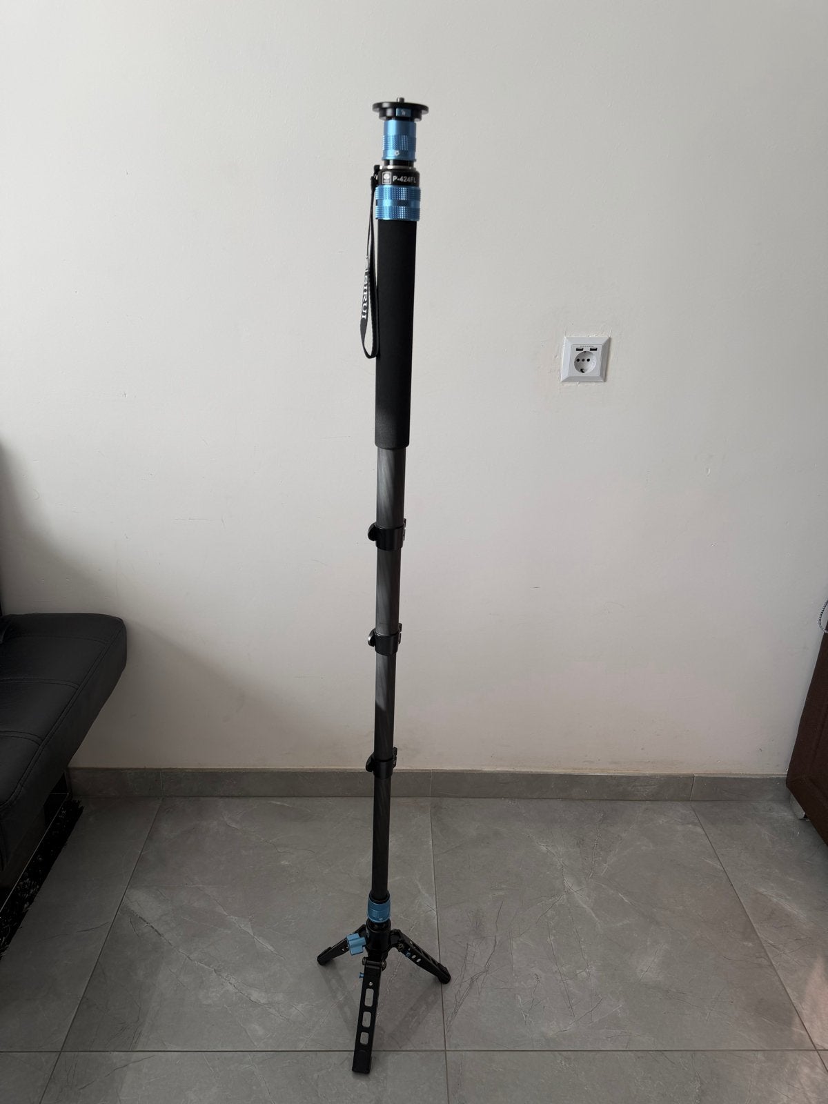Sirui P-424FL carbon Eenpootstatief met mini-driepoot, Ophalen, Eenpoot, Zo goed als nieuw, 175 cm of meer