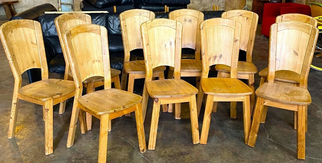 10 eetkamerstoelen model Charlotte Perriand, Ophalen, Gebruikt, Bruin, Vintage