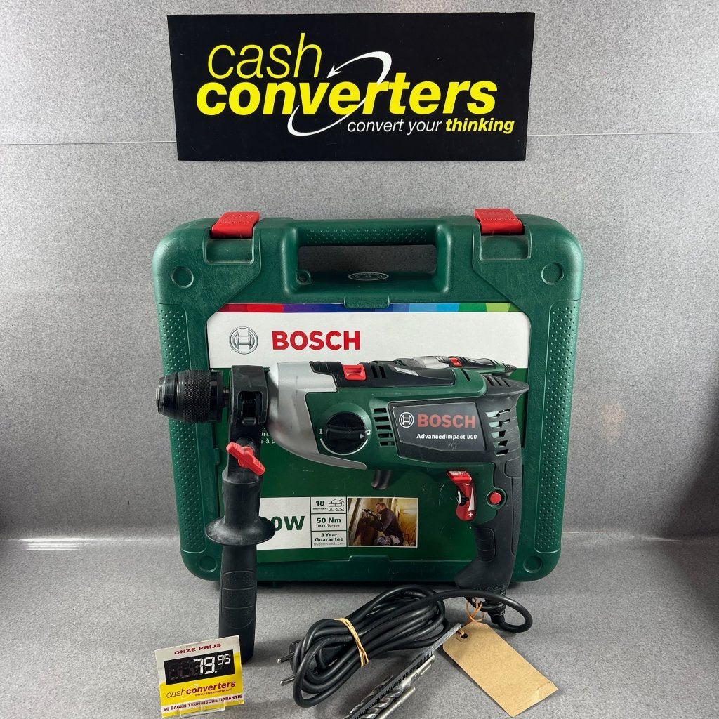 Bosch Advanced Impact 900 | koffer met boortjes | 414810, Boormachine, Variabele snelheid, Ophalen of Verzenden, Gebruikt