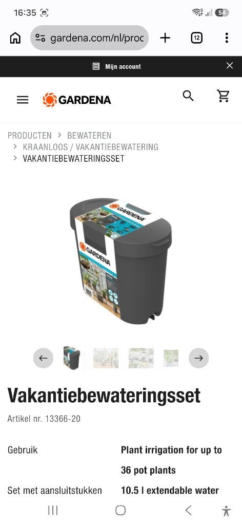 Gardena vakantiebewateringsset incl. reservoir, Ophalen of Verzenden, Zo goed als nieuw