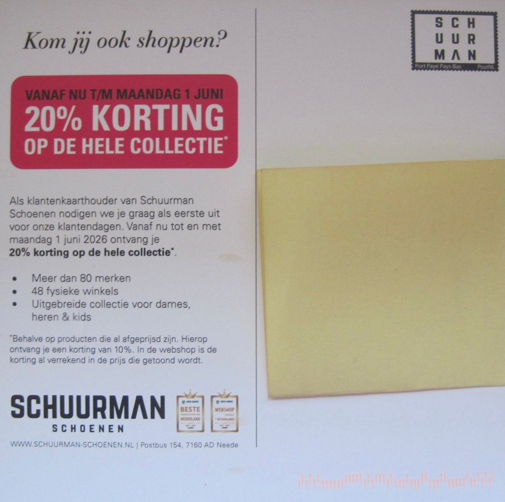 port betaald kaart van Schuurman schoenen, Ophalen of Verzenden, Briefkaart