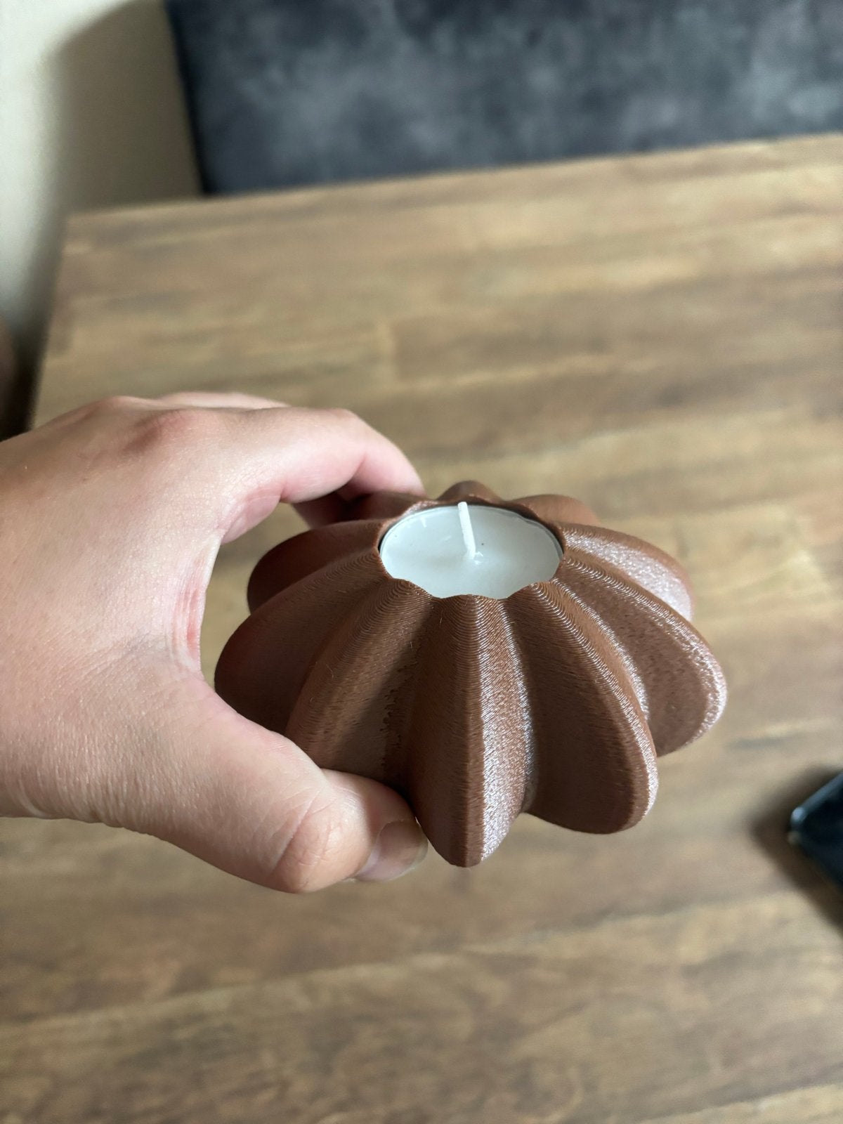 Unieke 3D geprinte waxinelichthouder - Bruin, Kunststof, Bruin, Overige merken, Waxinelichthouder