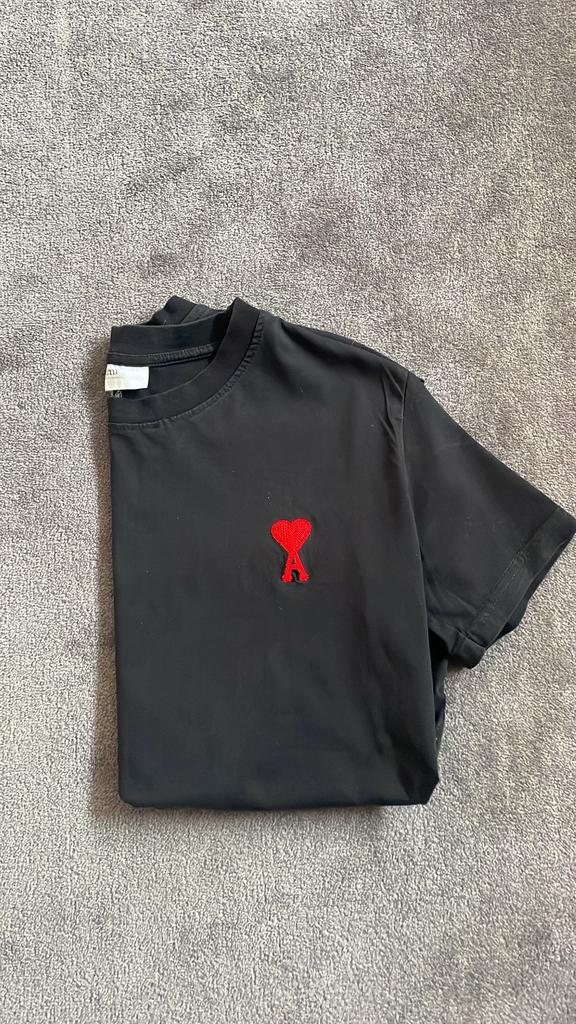 Ami paris t-shirt, Kleding | Heren, T-shirts, Ophalen of Verzenden, Zo goed als nieuw, Maat 46 (S) of kleiner, Zwart