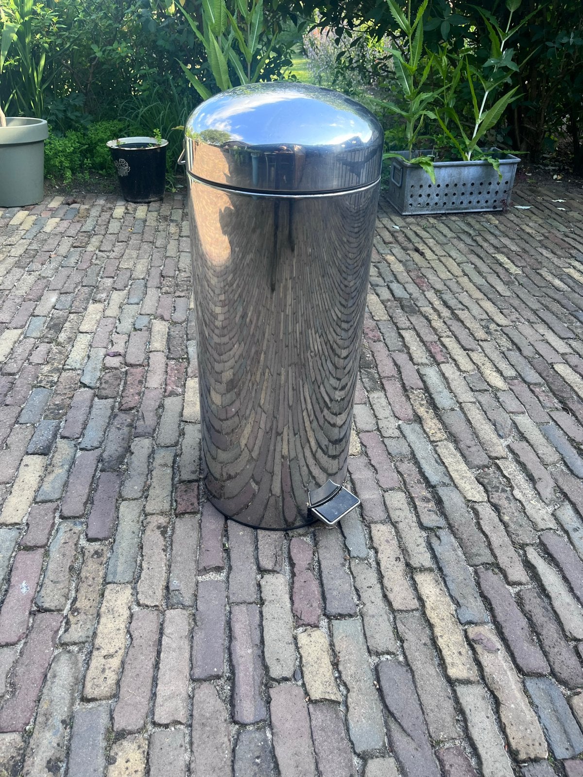 RVS Pedaalemmer - D30 H75 ca. 50 liter, Ophalen, 50 – 75, Gebruikt, Met pedaal