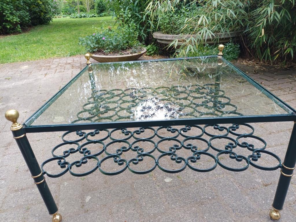 Vintage metalen salontafel met glasplaat, Ophalen