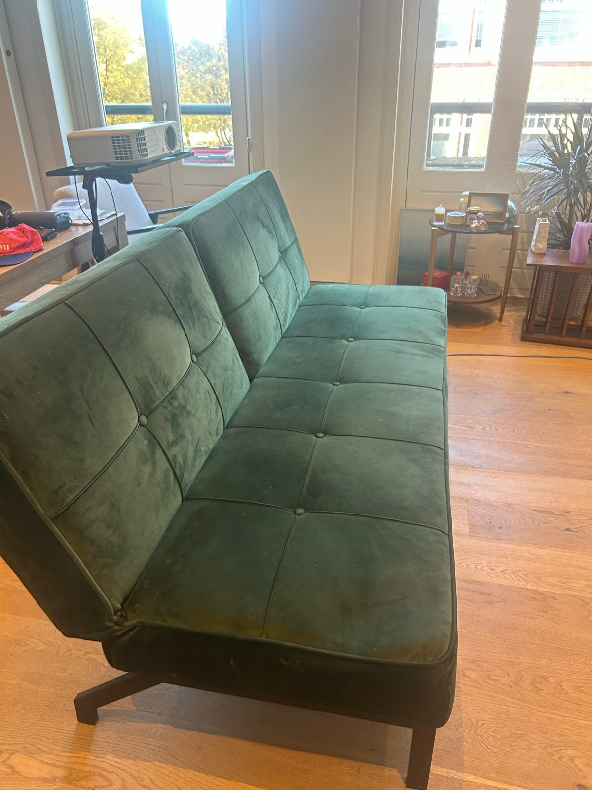 Groene slaapbank - zo goed als nieuw (Couch), Tweepersoons, Zo goed als nieuw, 120 cm, Groen
