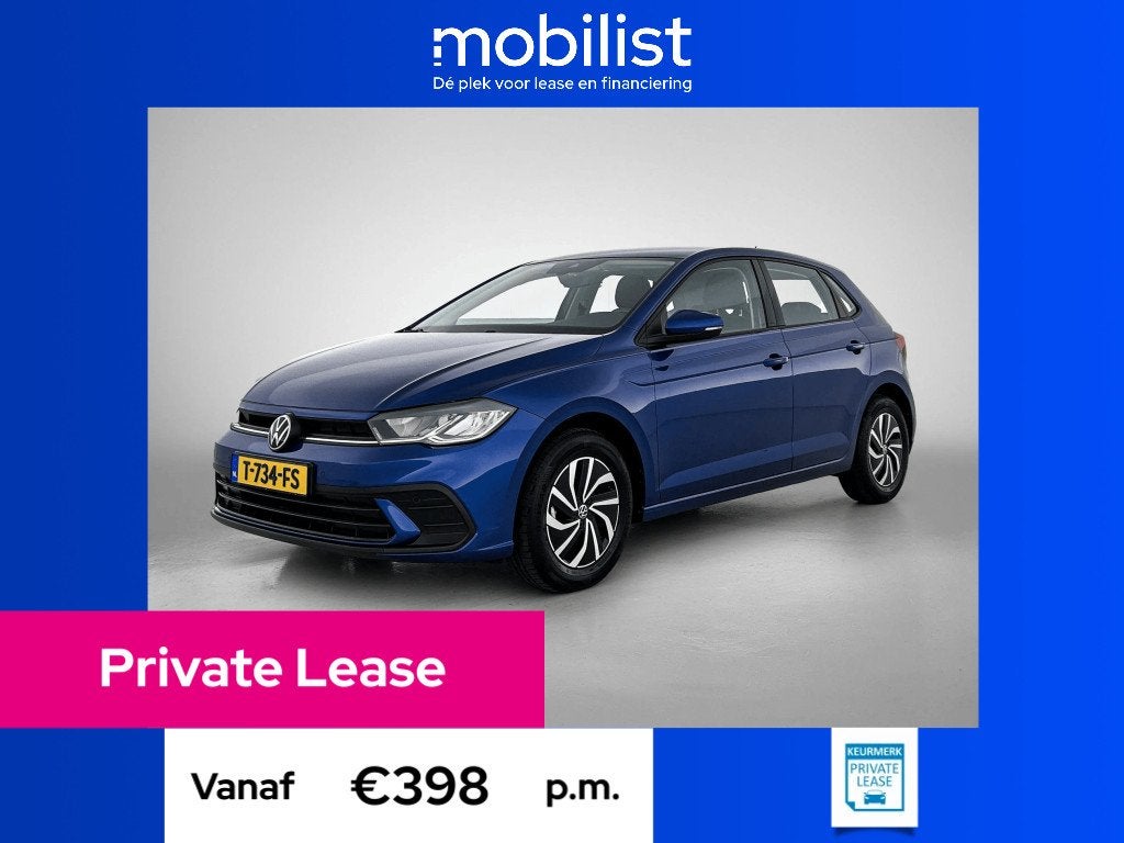 Volkswagen Polo 1.0 TSI Life (bj 2023), Private lease, Gebruikt, Blauw, 49 €/maand