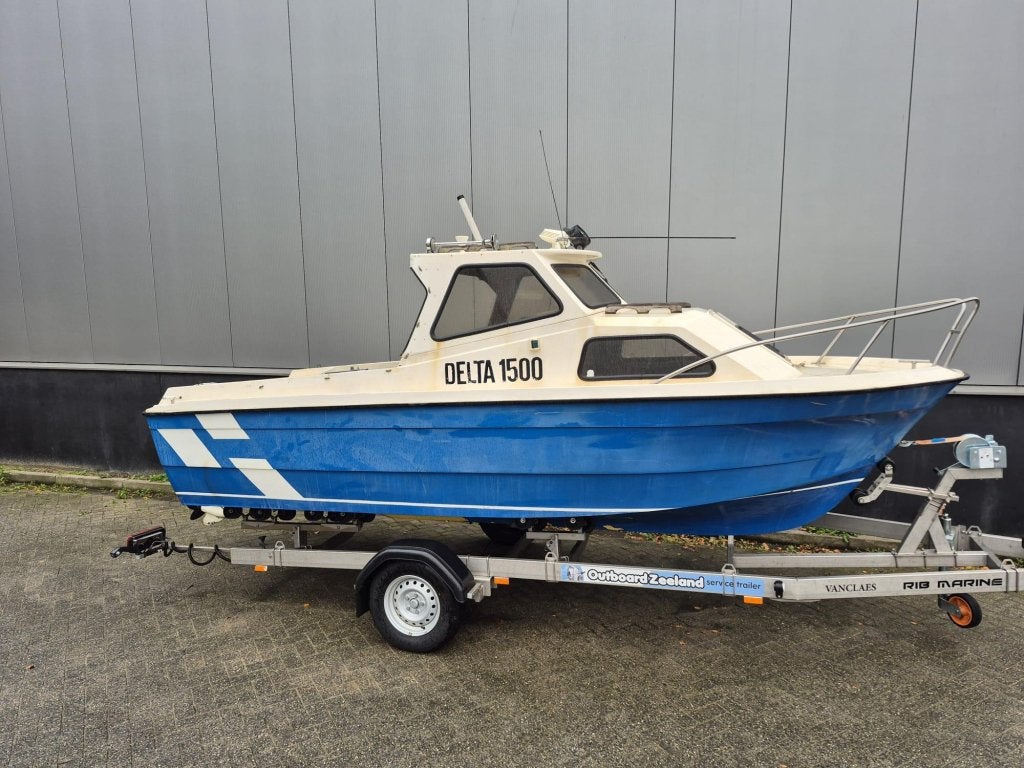 Vis-Kajuitboot incl Johnson 50pk Powertrim, Overige merken, Gebruikt, 6 m, 50 tot 70 pk