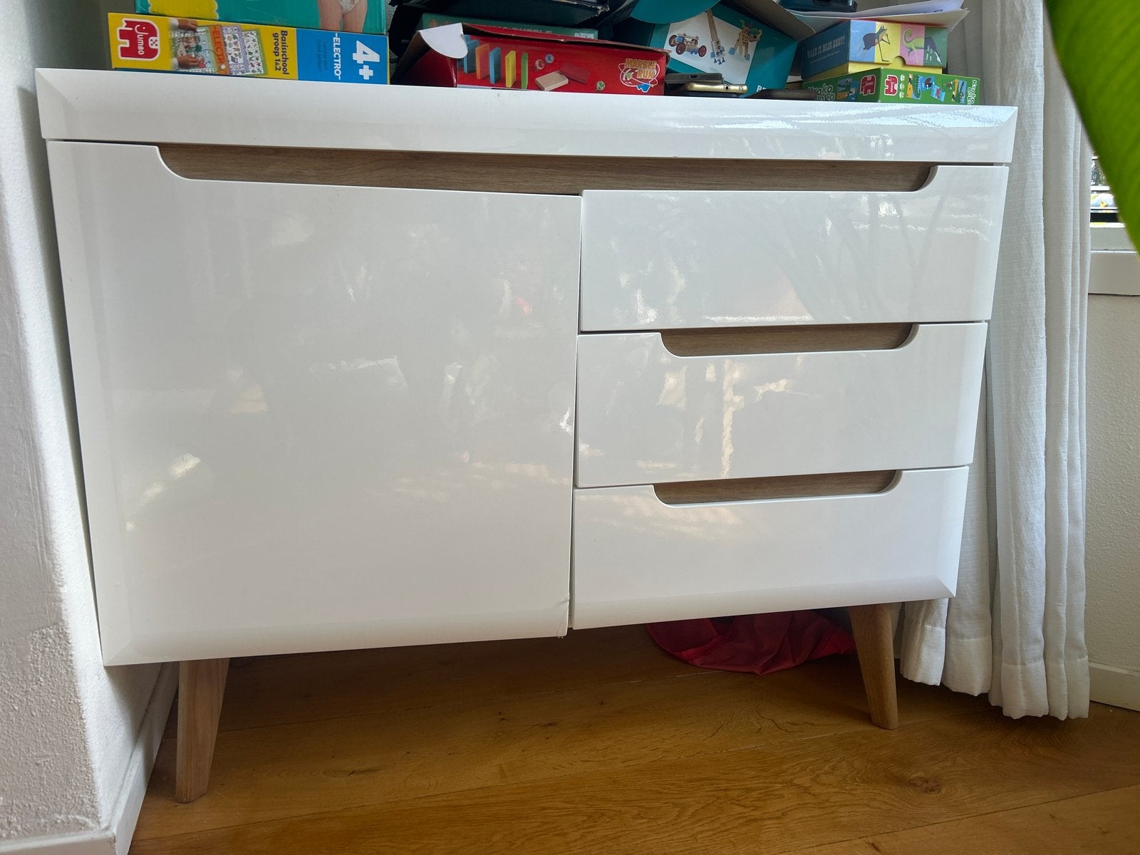 Wit kastje met lades en deur - Gebruikt maar functioneel, Ophalen, Overige materialen, Gebruikt, 100 tot 150 cm