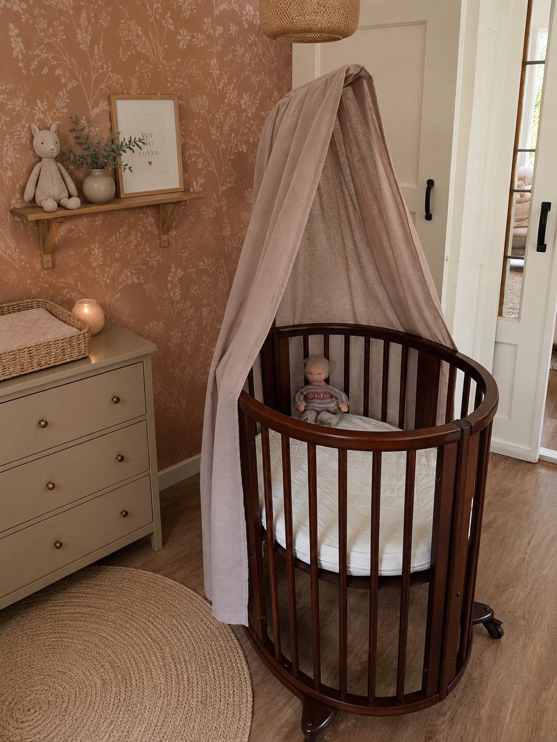 Prachtige Walnut Brown Stokke Sleepi Wieg en Ledikantje, Ophalen, Zo goed als nieuw, Ledikant