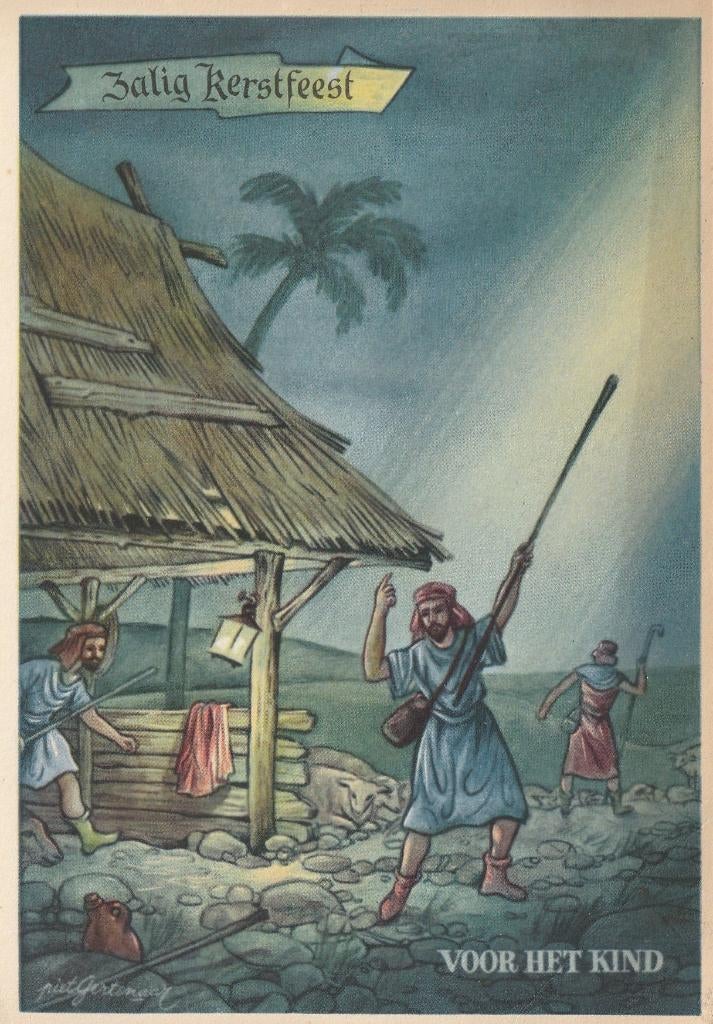 VOOR HET KIND UIT 1955 KERST ZEER MOOIE OUDE KAART KN221, Ophalen of Verzenden, 1940 tot 1960, Gelopen, Overige thema's