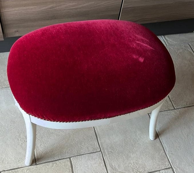 Mooi voetenbankje / hocker rood velours, Ophalen, Gebruikt, Barok, Overige vormen