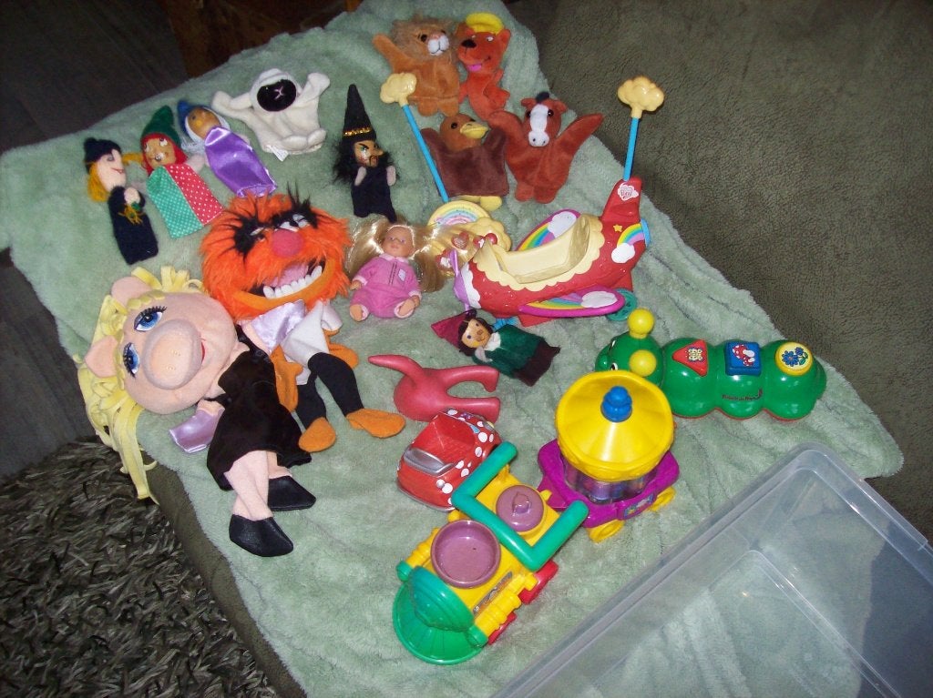 veel speelgoed , handpoppen muppets,v-tech, fisher price ,, Ophalen, Zo goed als nieuw, Jongen of Meisje