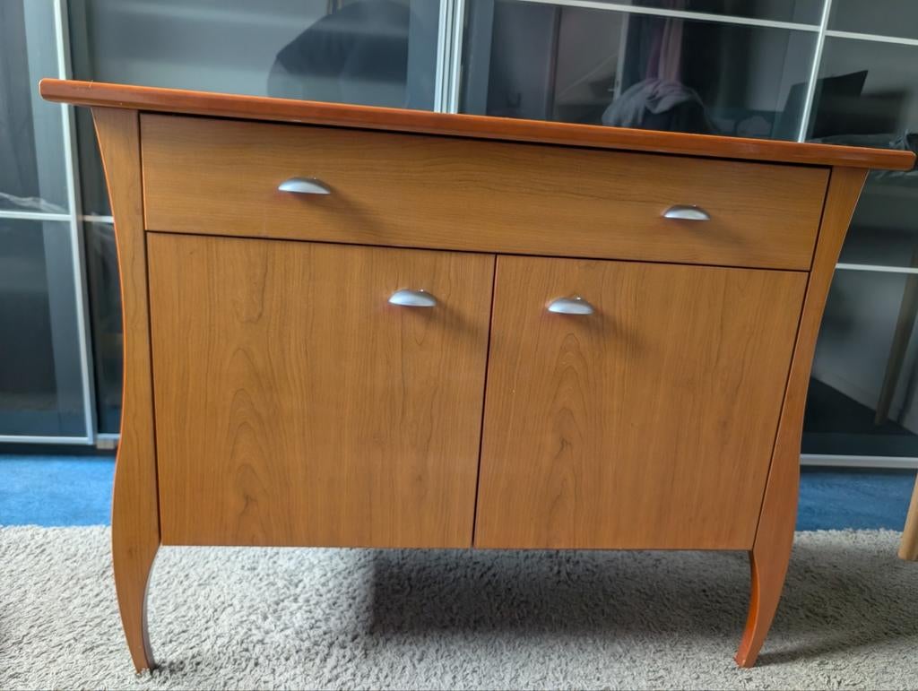 TEAB 2 Luxe Kersenhouten Nachtkasten / Commode – Jaren '90 D, Ophalen, 25 tot 50 cm, Kersenhout, 50 tot 100 cm