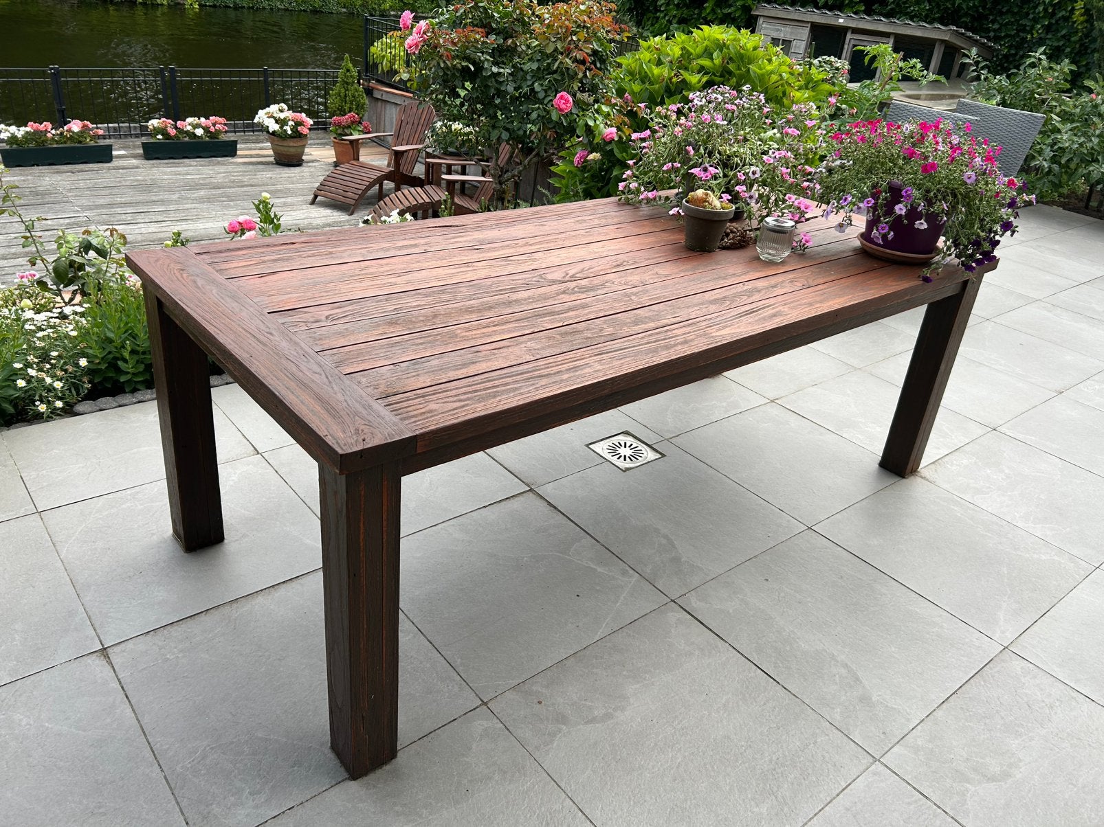 Houten tuintafel 220 x 100 gratis ophalen, Tuin en Terras, Ophalen, Gebruikt, Rechthoekig, Hout