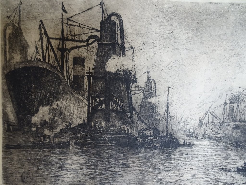 ets Bedrijvigheid in Rotterdamse Maashaven, CP Snijders 1920, Dagelijks leven, Origineel, 1900 - 1949, Verzenden