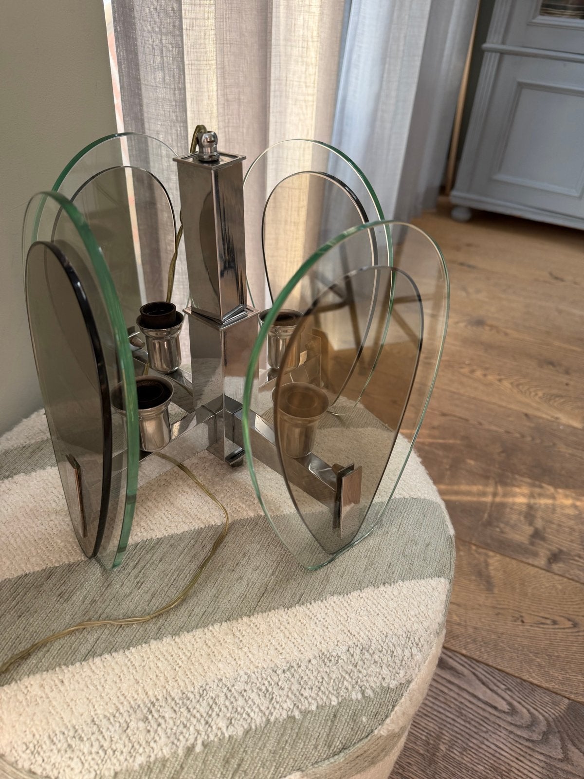 VECA Lampadario Space Age Hanglamp Gerookt Glas, Ophalen of Verzenden, Zo goed als nieuw, Glas, E14 (klein)