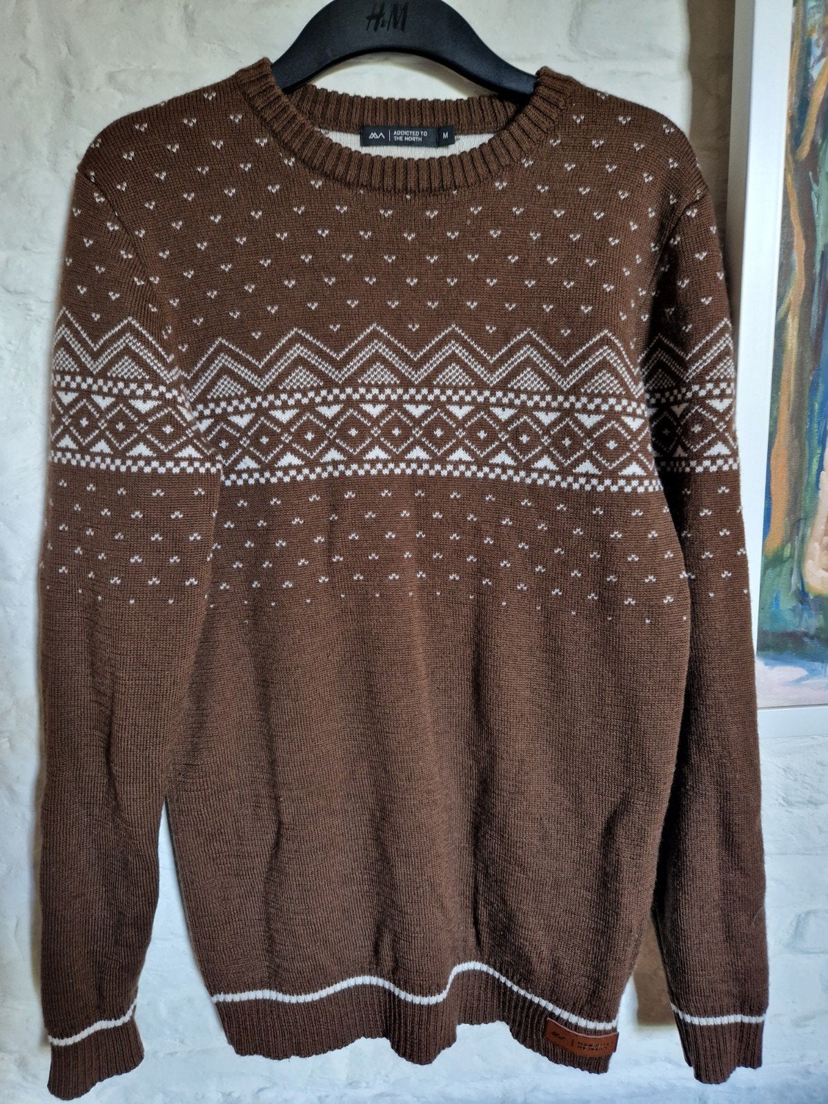 Noorse Merino Wol Trui Bruin Maat M - Zo Goed Als Nieuw, Kleding | Heren, Bruin, Zo goed als nieuw, ADDICTED TO THE NORTH, Verzenden