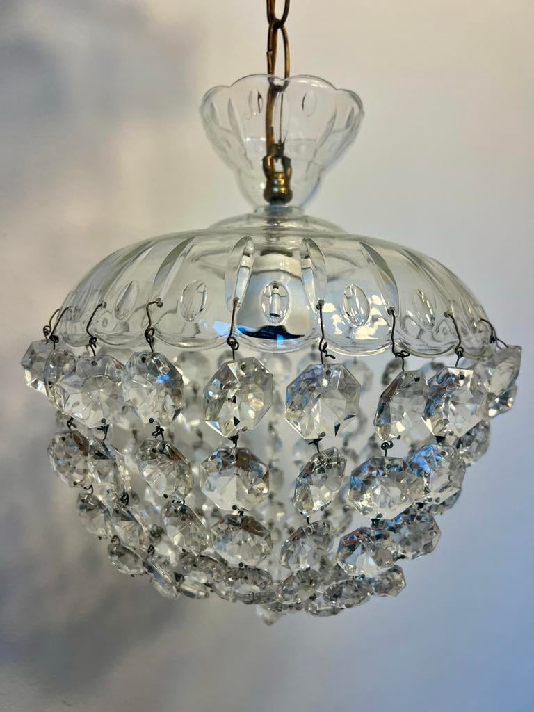 Klassieke hanglamp met glazen pegels - 26 cm doorsnee, Ophalen