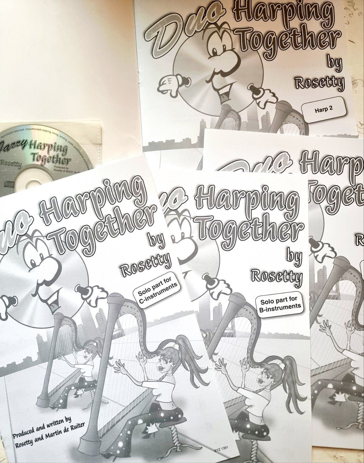 Duo Harping Together by Rosetty - Harp bladmuziek + CD Div45, Gebruikt, Verzenden, Overige genres, Overige instrumenten