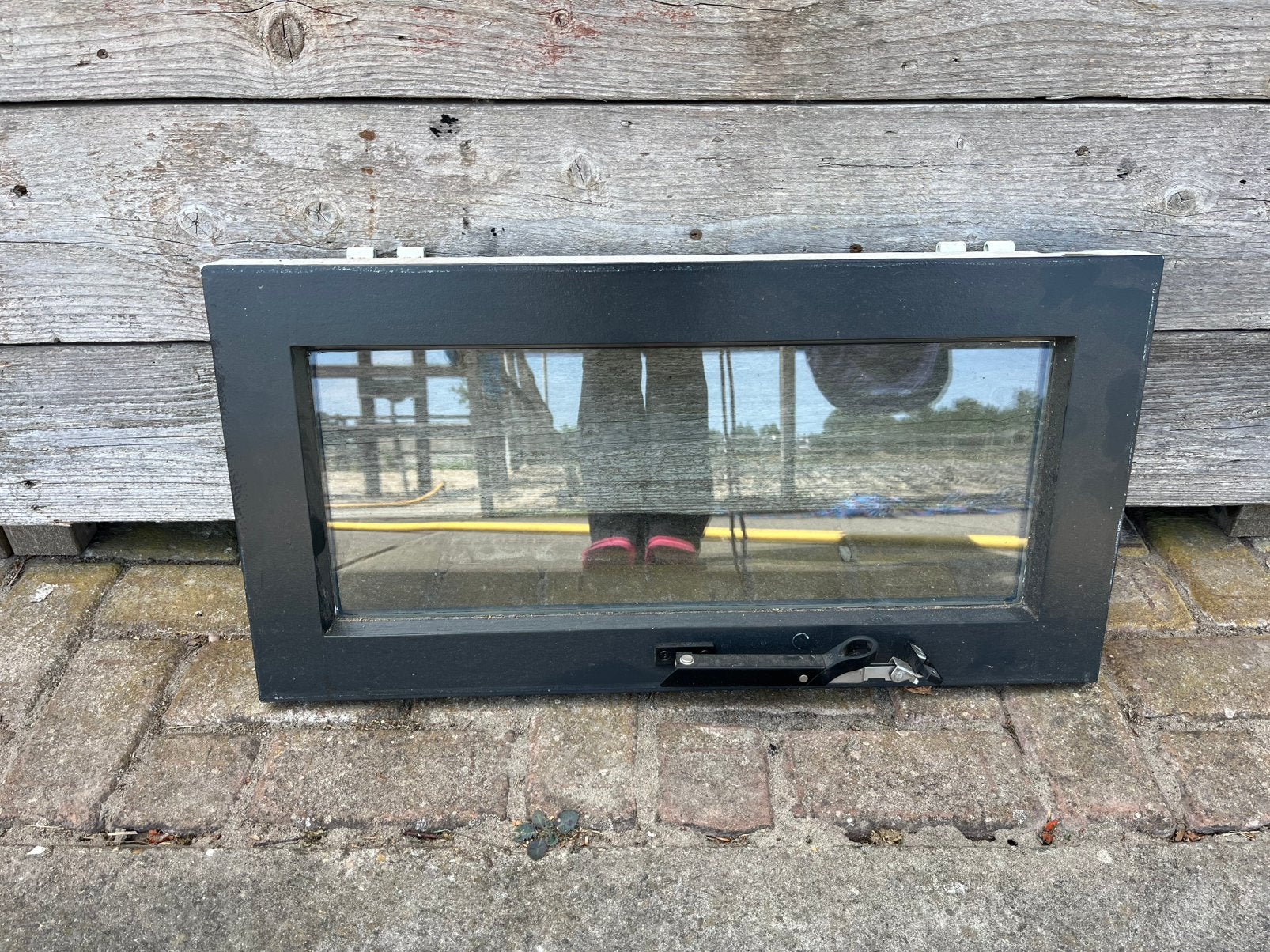 Twee hardhouten bovenraampjes met dubbel glas, Ophalen, Gevelraam of Ruit, Minder dan 80 cm, Minder dan 80 cm