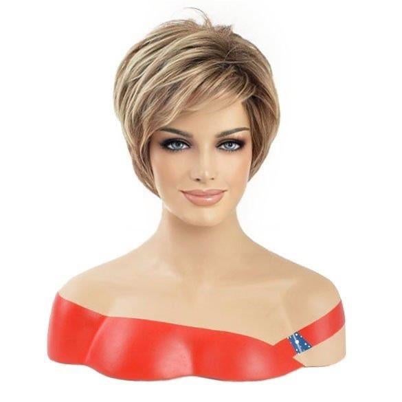 Pruik kort vlot pixie model blond bruin mix in laagjes, Sieraden, Tassen en Uiterlijk, Uiterlijk | Haarverzorging, Nieuw, Pruik of Haarverlenging