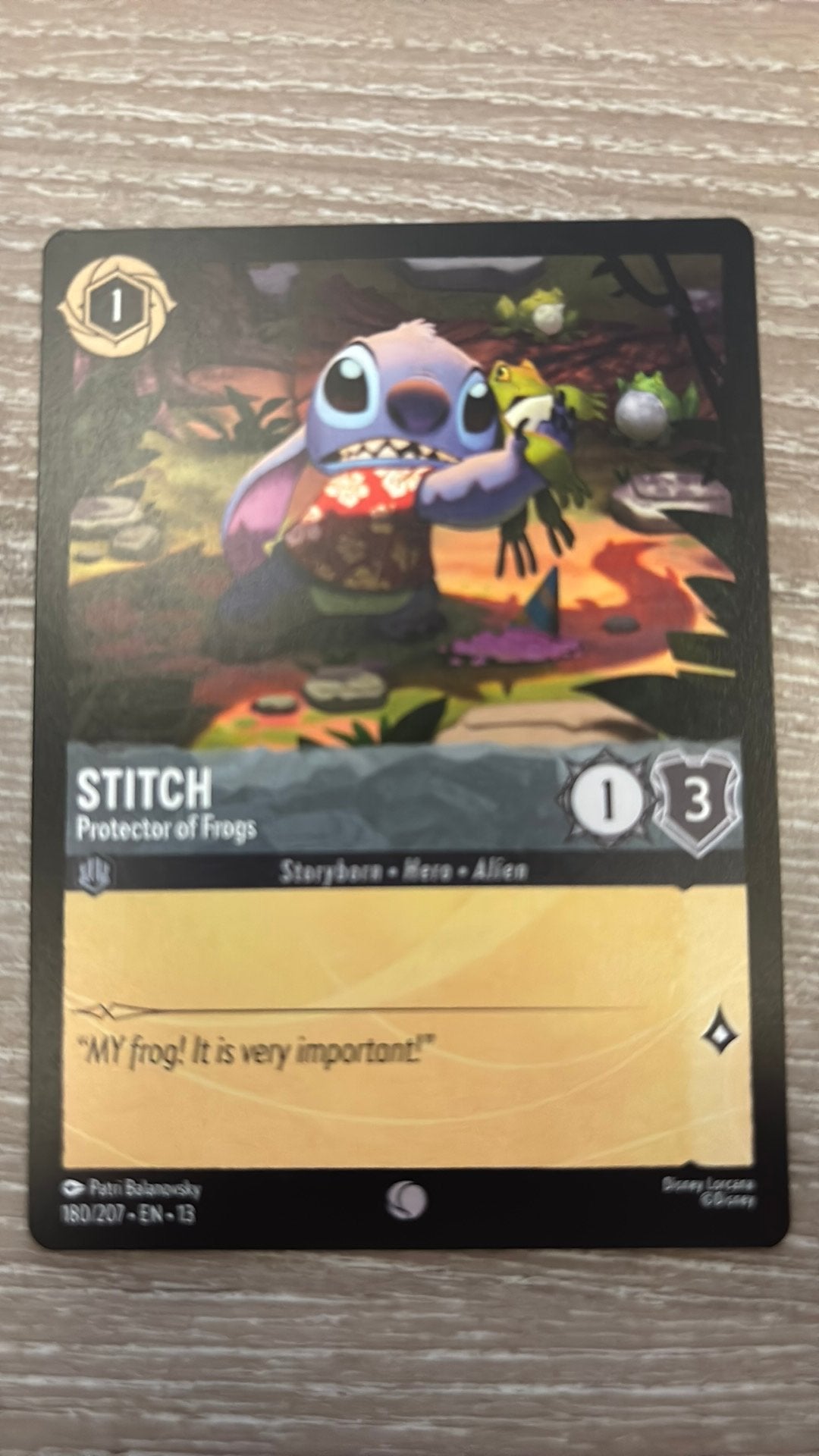 Disney Lorcana Stitch protector frogs 180-207 13ATV nonfoil, Ophalen of Verzenden, Zo goed als nieuw