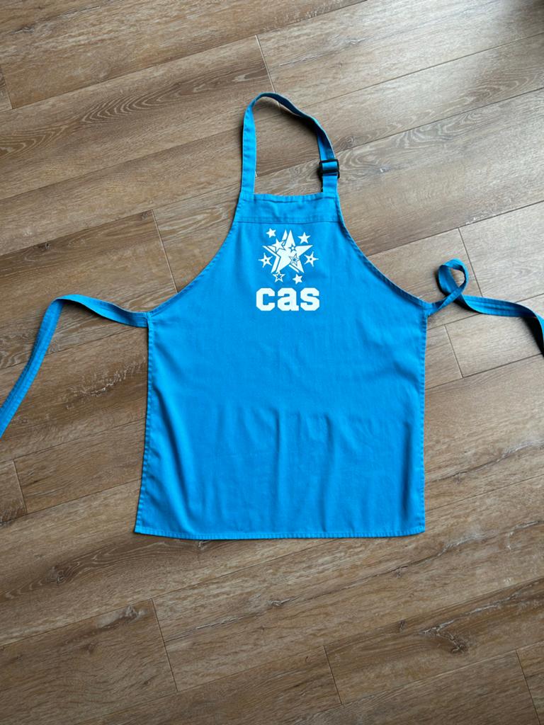 Blauw schort met de naam ‘CAS’ - Simply Colours, Verzenden, Zo goed als nieuw, Overige materialen, Overige merken