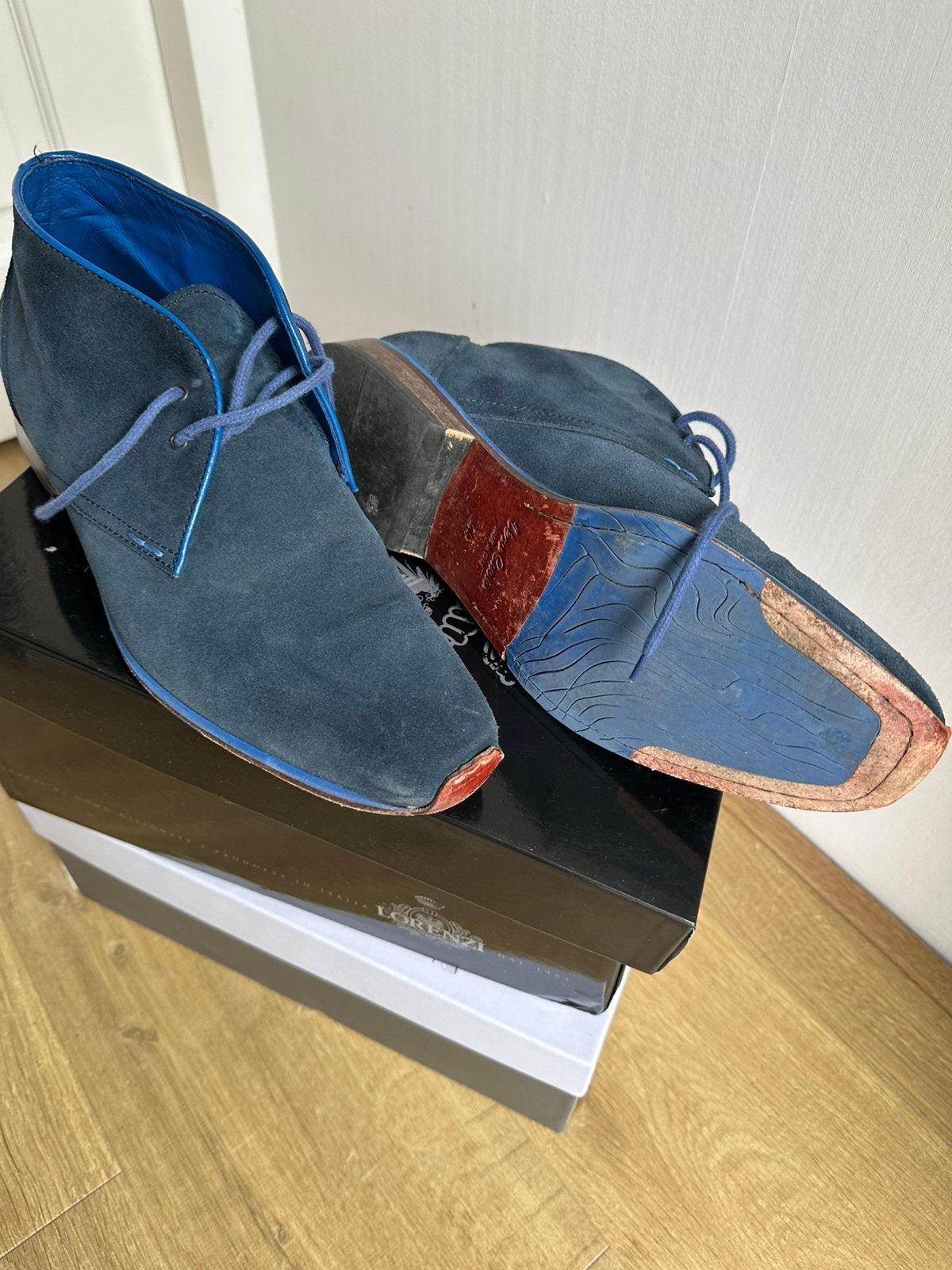Lorenzi heren schoenen, Blauw, Ophalen of Verzenden, Zo goed als nieuw, Veterschoenen
