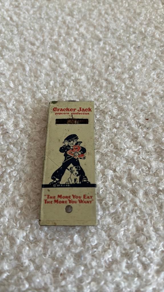 Blikken reclame fluitje Cracker Jack, Ophalen of Verzenden