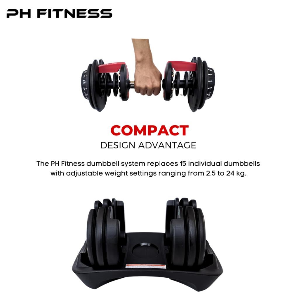 REFURBISHED DEAL PH Fitness - 2x 24KG Verstelbare Dumbbells, Dumbbell, PH Fitness, Nieuw, Ophalen of Verzenden