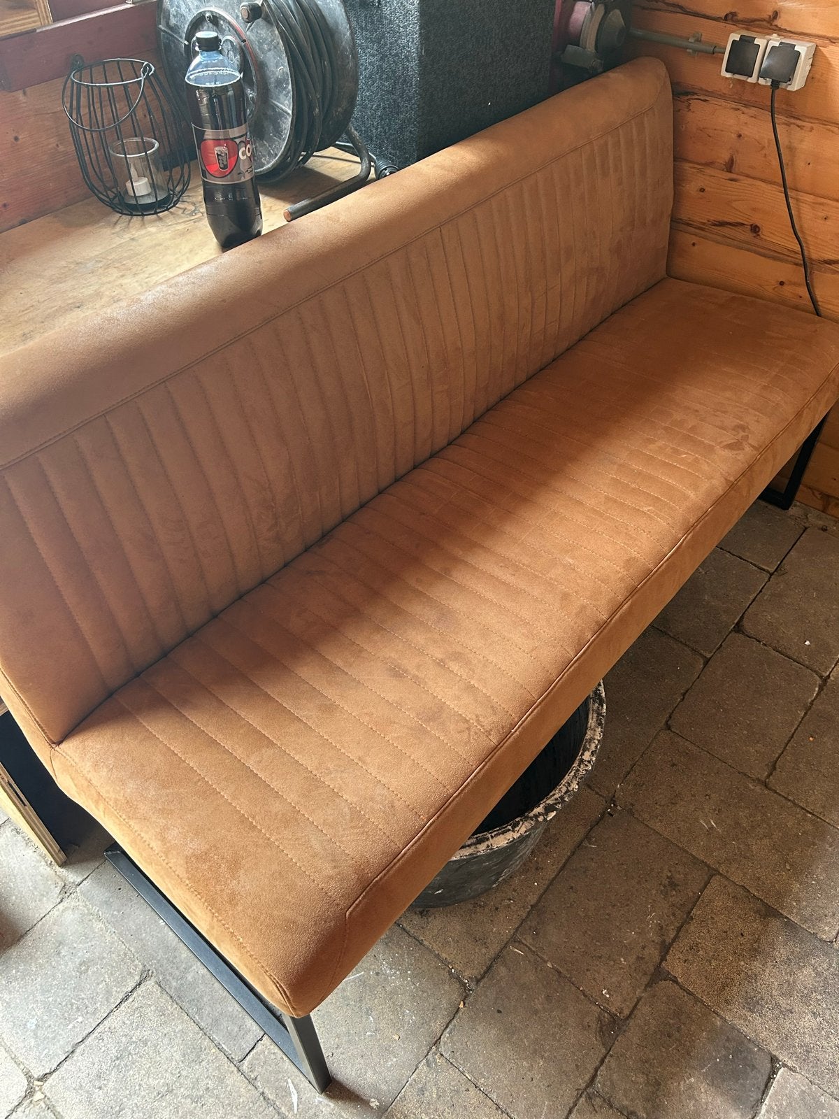 Eetkamerbank Parantino cognac 170cm - Zo goed als nieuw, Ophalen, Zo goed als nieuw, Stof