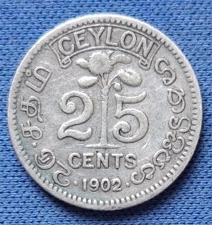 Ceylon 25 cent 1902 Km 98, Verzenden, Zuid-Azië, Losse munt, Zilver