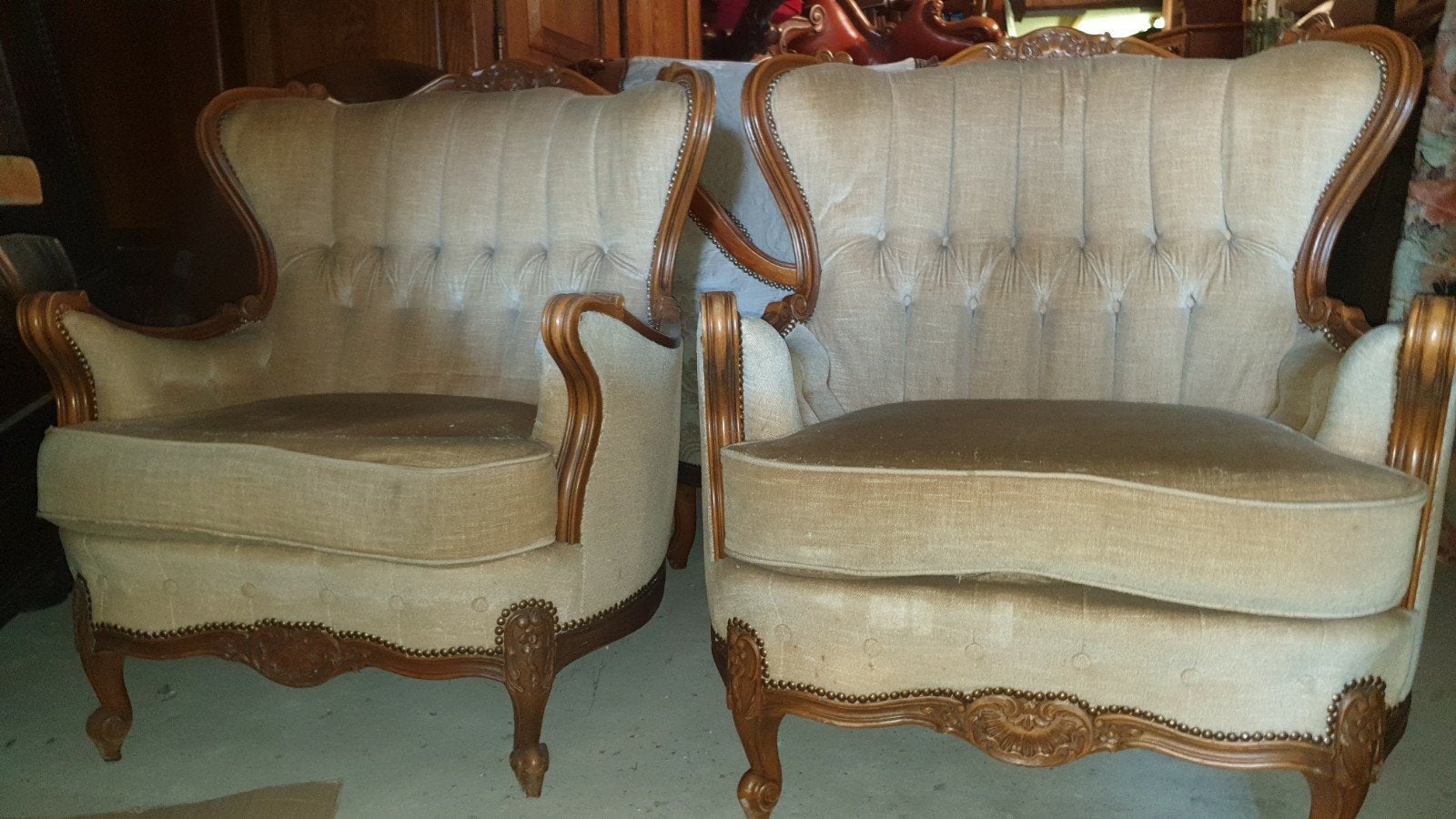Set van 2 Lodewijk fauteuils - Klassiek en elegant, Ophalen, Hout, Gebruikt, Lodewijk stijl, Klassiek, Antiek