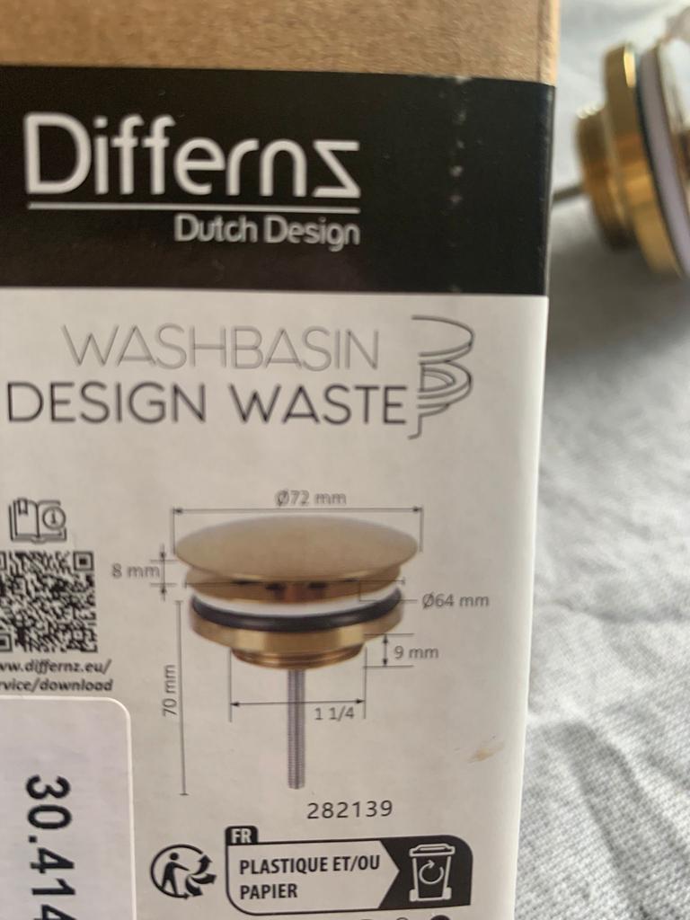 Differnz Design Waste - Matt Goud, Huis en Inrichting, Badkamer | Badkamermeubels, Minder dan 50 cm, Nieuw, Ophalen of Verzenden