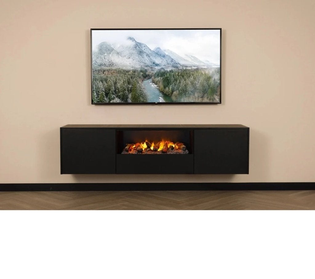 Zwevende TV(haard)meubel VIENNA 240cm met Dimplex haard TEAB, Ophalen, Industrieweg Heerjansdam, Nieuw, Gaaaf