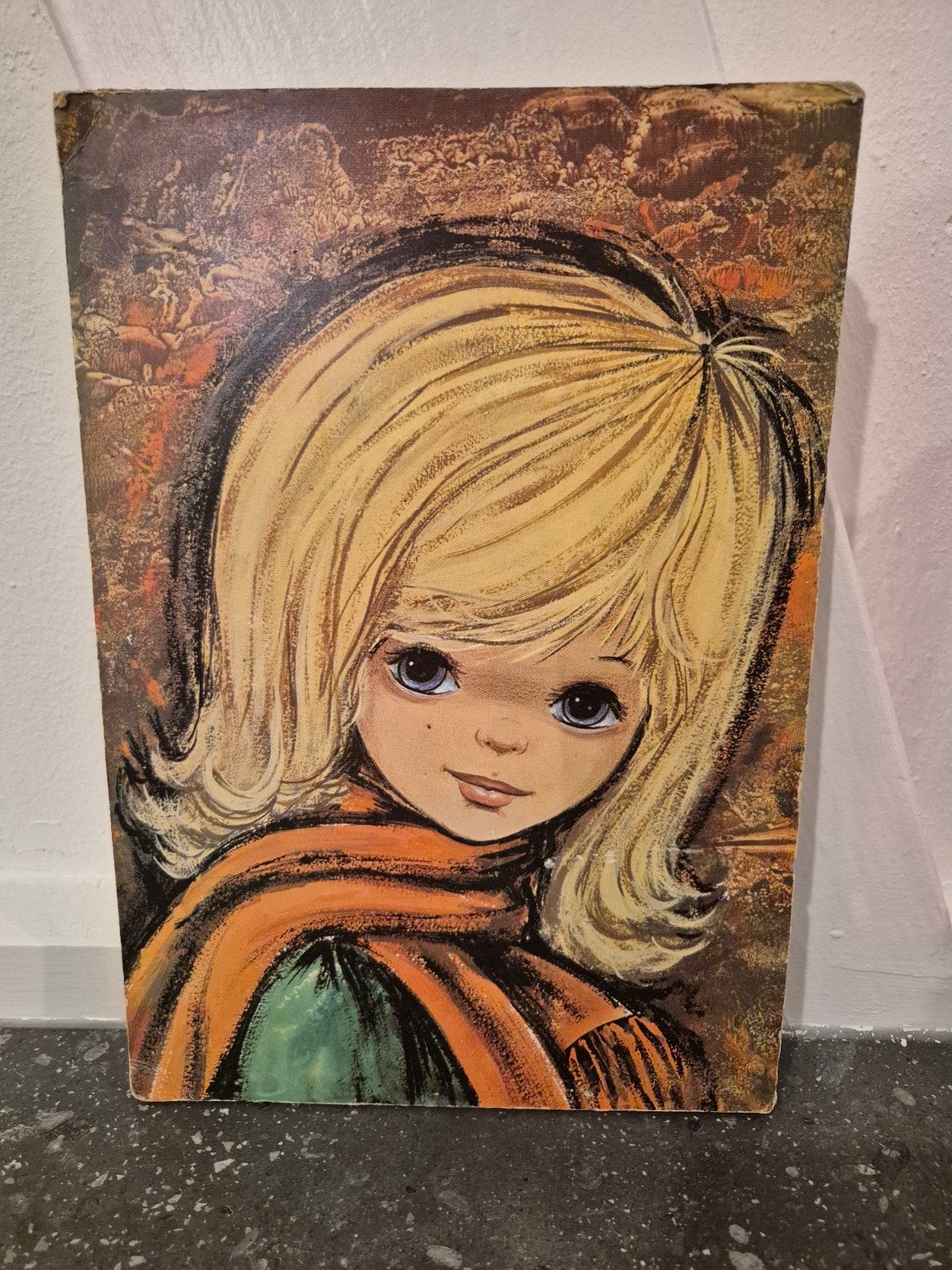 Retro Vintage Schilderijtje Meisje 30x20 cm, Antiek en Kunst, Kunst | Schilderijen | Modern, Ophangklaar, Figuren, Hout, Ophalen of Verzenden