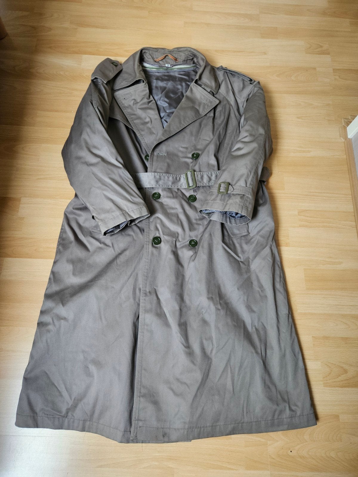 Vintage Grijze heren Trenchcoat Uitneembare Voering Maat 50, Onbekend, Maat 48/50 (M), Ophalen of Verzenden, Zo goed als nieuw