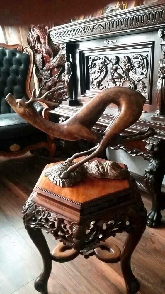 Bronzen beeld rennende hert uit frankrijk, brons art deer, Ophalen of Verzenden, Brons
