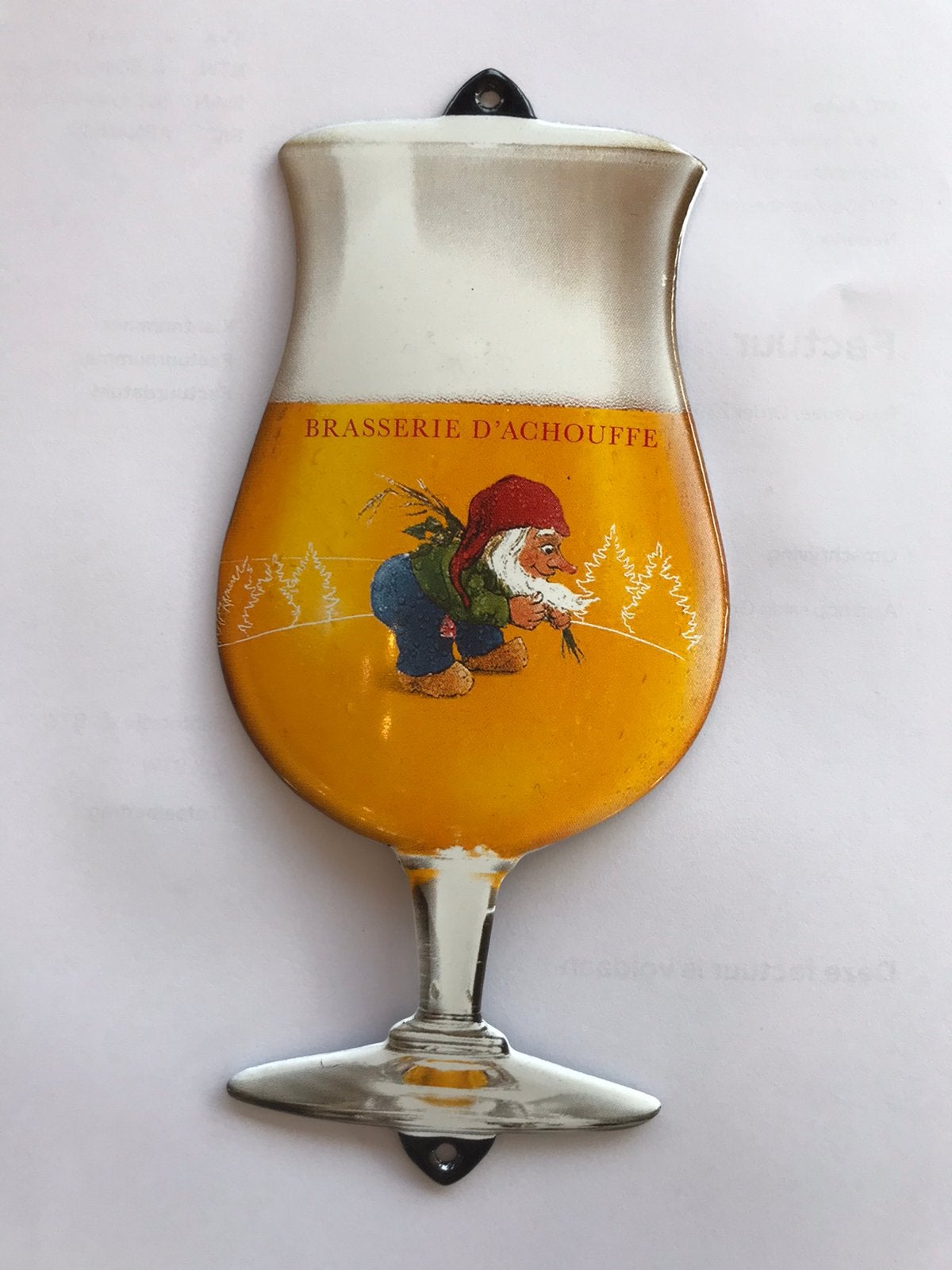 La Chouffe bier emaille reclamebord, Verzamelen, Ophalen of Verzenden, Zo goed als nieuw, Reclamebord, Plaat of Schild, Overige merken